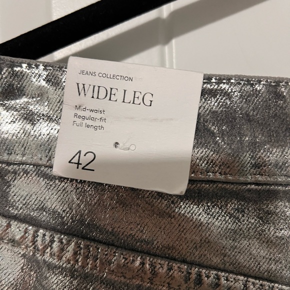 Mango Metallic Gray Wide-Leg Pants - Picture 5 of 6